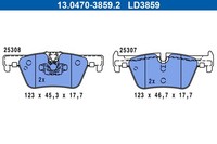 Bremsbelagsatz Scheibenbremse ATE Ceramic 13.0470-3859.2 FüR BMW F30 F32 F34 F31