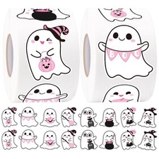 1000 Pcs Halloween Stickers - 1.5' Inch Halloween Ghost Stickers
