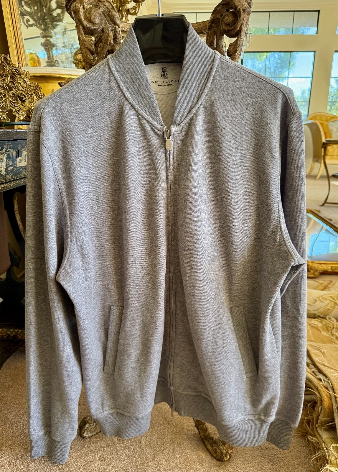 BRUNELLO CUCINELLI Mens Grey Jersey Jacket * Size L * Retail $1540