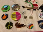 Button Pin Lot Comic Book Expo 1984 Olympics Unicorn Santa Canada Peace Thumbs + — photo 5