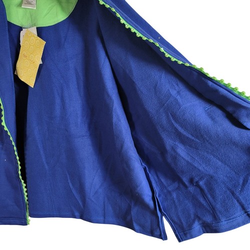 Quacker Factory Full Zip Sweatshirt Hoodie Blue Neon Green 2X Rhinestones NWT - Picture 5 of 9