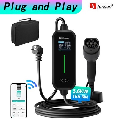 3.5KW 16A EV Heim Ladegerät EU Type 2 Schuko Einstellbarer Strom EV Ladekabel 6M