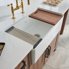 Ruvati 33" Fireclay Workstation Farmhouse Kitchen Sink- RVL2387WH