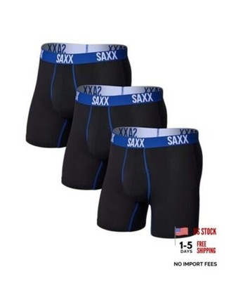 SAXX Underwear Co. Men's Core Performance Mesh Boxer Medium Black/Peak Blue