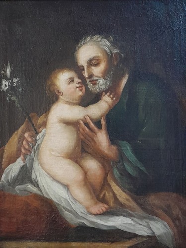 B-1826. Spanische Schule. San José Mit Dem Kind. Öl Auf Leinwand. Jahrhundert 19 - Bild 2 von 7
