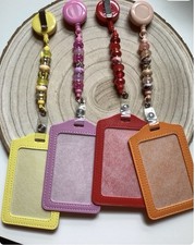 ID Badge Holder: Retractable, Handcrafted, Beaded, Nurses, Teachers
