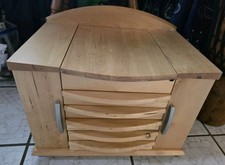 Vtg Blonde Wood Jewelry Box W Lots Of Room Drawers Mirror Maple Finish Solid