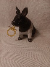 Vintage Young's Ceramic Pig with Pacifier Piggy Bank with Stopper So SWEET