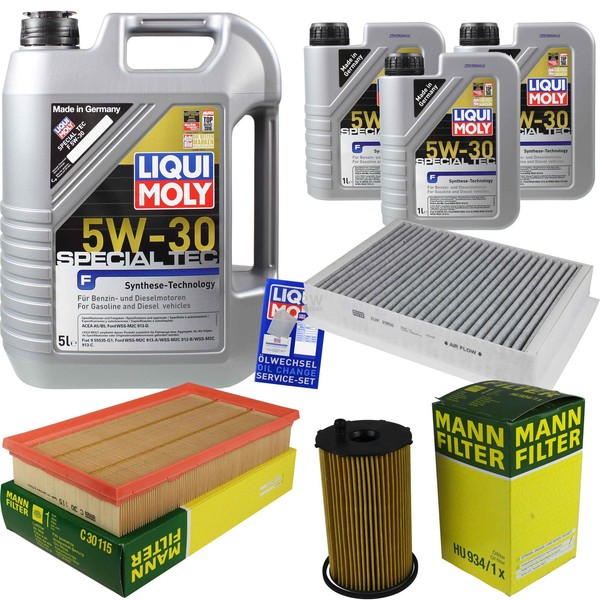 Mann Inspektionspaket 8L Liqui Moly Special Tec 5W-30 FüR Jaguar XJ 2.7 D-image