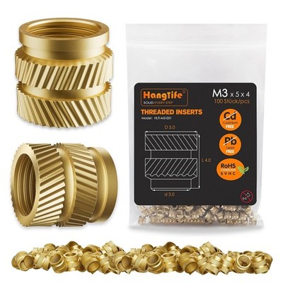 Versatile M3 Brass Knurled Inserts - Secure 3D Printing Fasteners (100 Pieces)