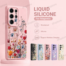 Liquid Silicone Phone Case For Samsung S26 Ultra S25 S24 S23 S22 Flower Magnetic