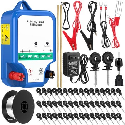 Electric Fence Kit 8 Mile 2J Solar AC DC with Wire