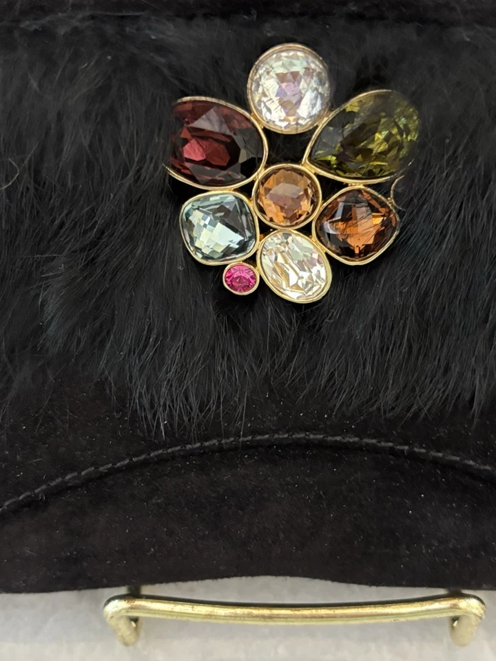 Bolso de Mano Isabella Negro Gamuza Piel Cristal Swarovski Negro De Colección Foto 4 de 4