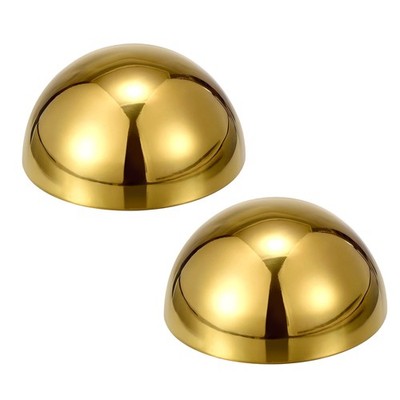2 Pcs Golden 3.5'' Stainless Steel Hollow Mirror Polished Hemisphere Ball