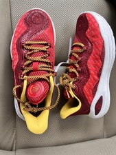 Under Armour Curry Flow 11 Basketball Bruce Lee Fire Red White Youth Size 6