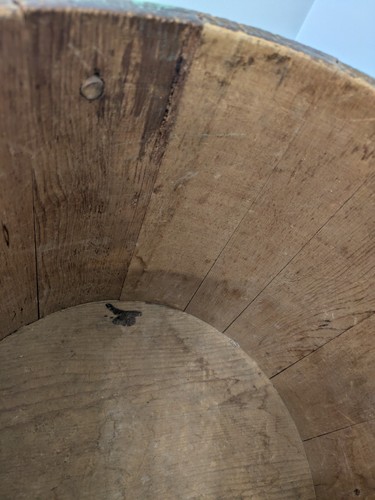 Large Antique Firkin Banded Wooden Bucket - Picture 9 of 13