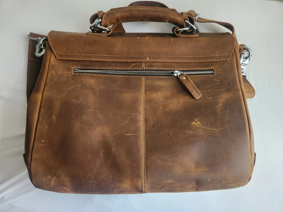 Vagabond Traveler  Leather Briefcase  detachable strap Computer Office Travel - Image 4 of 4