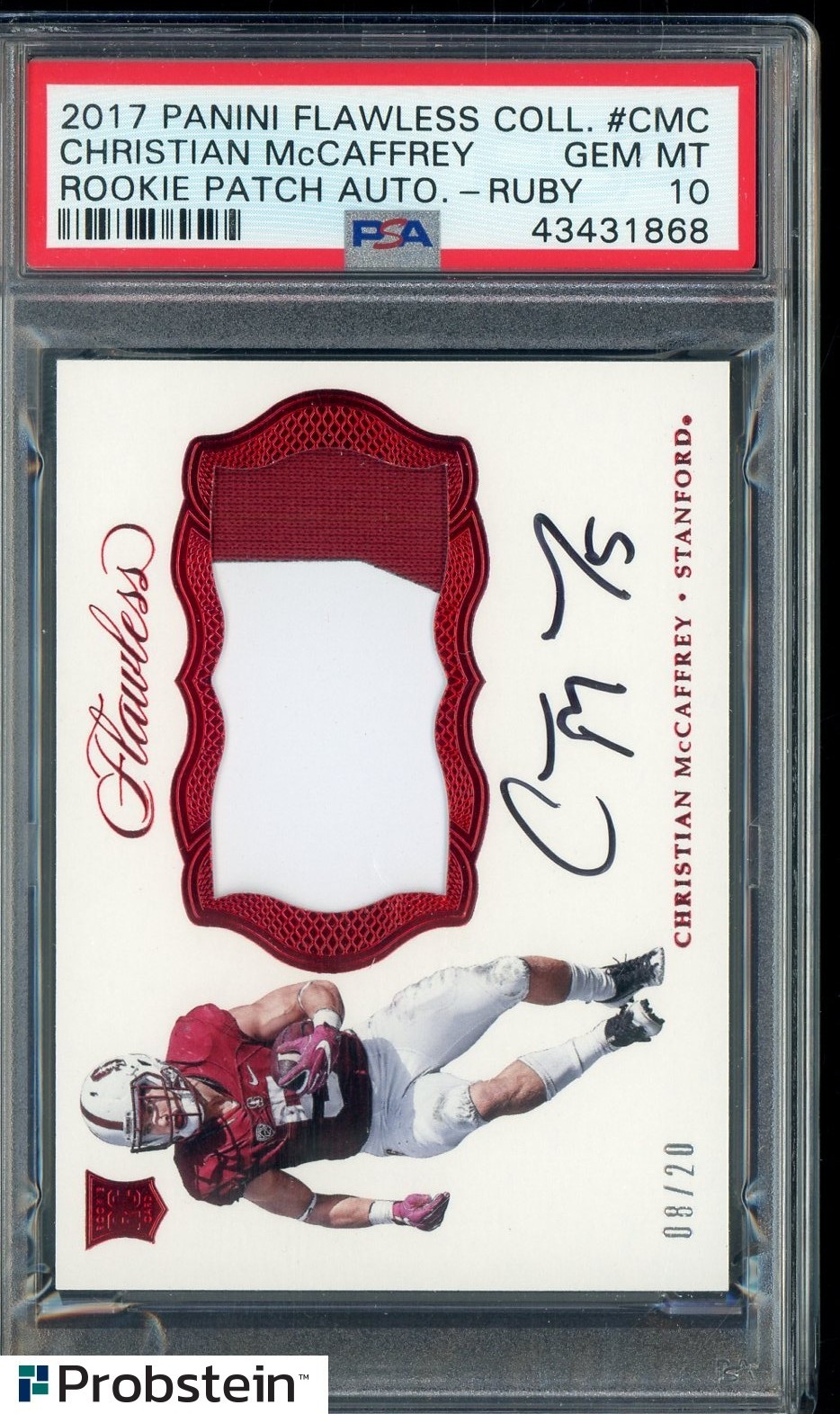 Christian McCaffrey Panini Flawless Collegiate Rookie Patch Autograph #CMC Ruby