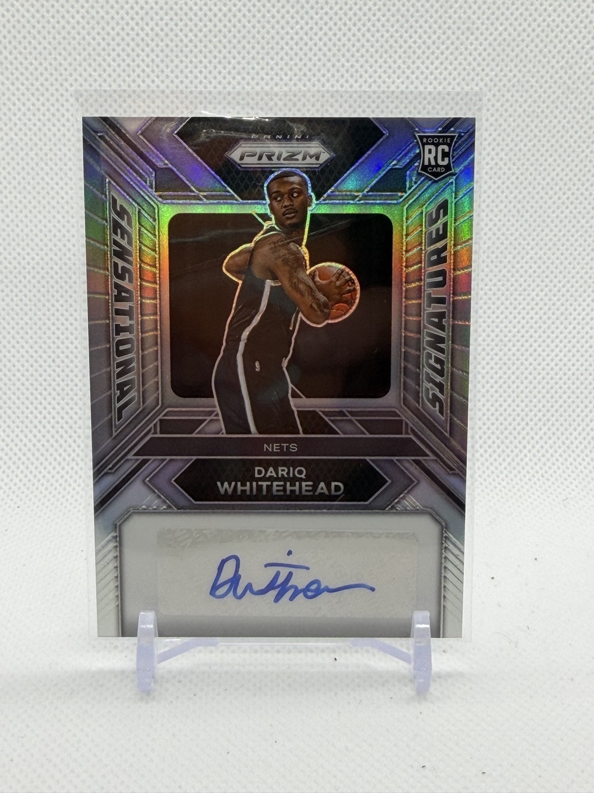 Dariq Whitehead RC Auto 2023-24 Panini Sensational Signatures Silver Prizm Nets