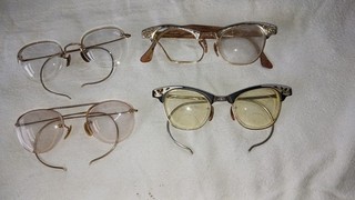 Lot of 4 1/10 12k GF Gold Filled Scrap Vintage Antique Eyeglasses Parts