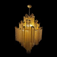 Modern Chain Waterfall Gold Chandelier