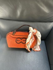 Escada Orange Suede Women's Satchel Bag with Silk Scarf