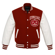 Halloween Varsity Jacket Personalized Baseball Letterman Jacket Leather Sleeves