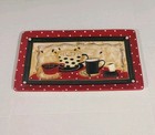 Certified International Coffee Cafe Serving Platter Lori Simms 18x10 Rectangle