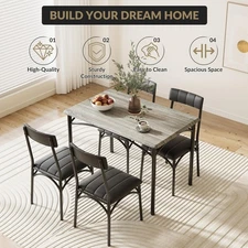 Dining Table Set for 4, Kitchen Table with 4 Upholstered Chairs ,for Small Space