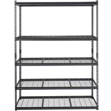 5 Tiers Heavy Duty Metal Adjustable Garage Storage Shelving Unit in Black 60 In