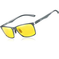 Polarized Rectangular Sunglasses for Men, Classic Metal Frame, UV Protection
