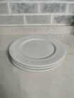 Set of 3 Ribbed Edge White Dinner Plates Porcelain ~11 1/8"