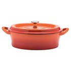 Good Plus (GOODPLUS+) Cast Pot Oval 26cm Shallow -type orange [Casted enamel hot