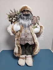 Santa Claus African American Black Father Christmas Rustic Snowshoes Sack 21 In