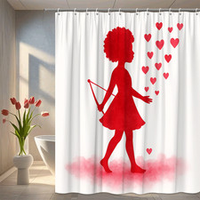 Red Heart Shower Curtain for Kids, Cute and Fun Design