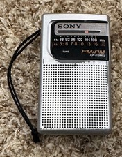 Sony ICF-S10MK2 Pocket Am/Fm Silver Portable Radio - Tested  Working