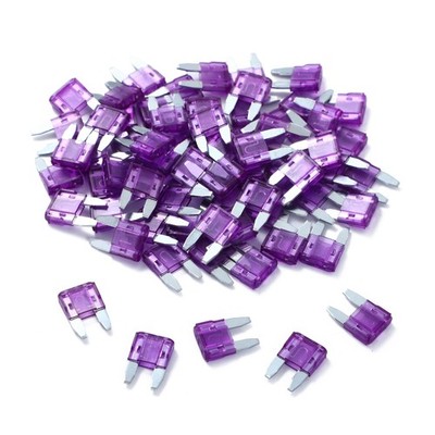 100 Pack Auto Fuses 3 AMP APM/ATM 32V Mini Blade Style 3A Short purple
