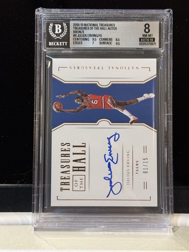 2018-19 National Treasures Julius Erving AUTO 01/15 BRONZE BGS 8 W/ BGS 10 Auto