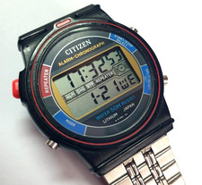 Citizen P190 Vintage Digital Chronograph Alarm Repeater Watch Japan Rare Top
