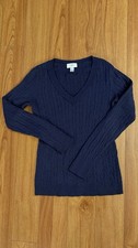 Loft Ann Taylor Cable Knit Sweater Blue Med