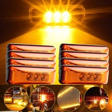 8X 12V Marker Indicator Side Lights LED Truck Signal Trailer Amber Running Light