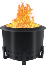 FEBTECH - 21.6" Smokeless Fire Pit  - Wood Burning Fire Pits for Outside Camping