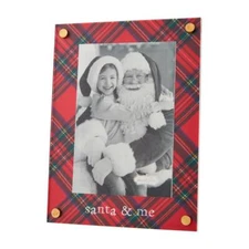 Mud Pie Home 4" x 6" Red Royal Stewart Tartan Plaid Santa and Me Photo Frame