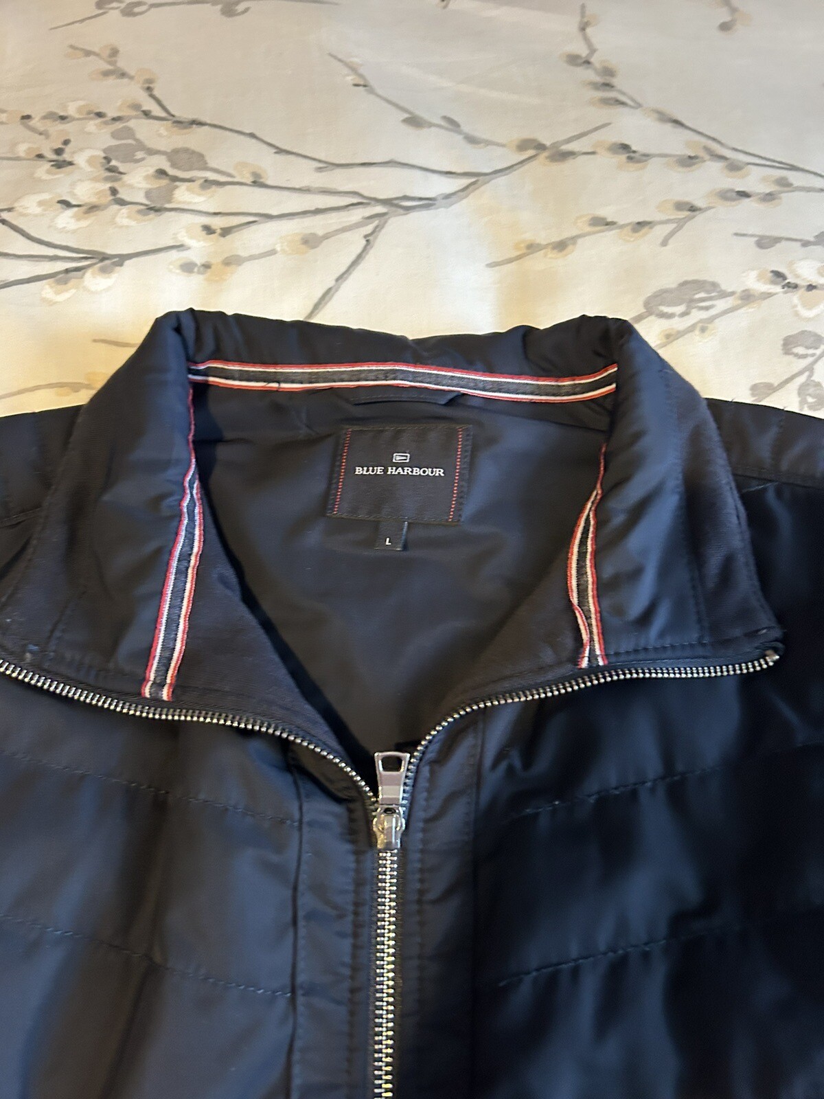 M&S Mens Zip Jacket Navy Blue Warm lining VGC hardly worn. Size Large