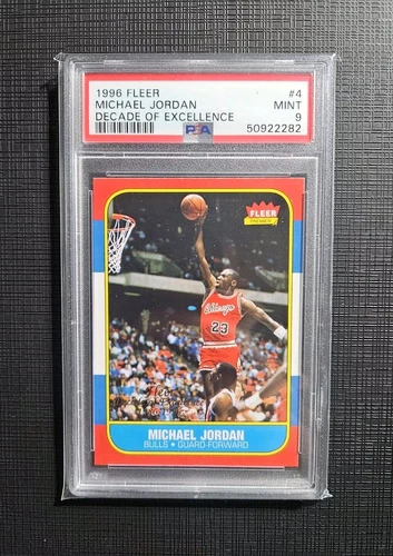 MICHAEL JORDAN 1996 FLEER DECADE OF EXCELLENCE INSERT CARD #4 GRADED PSA 9 MINT