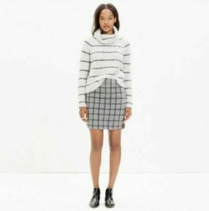 Madewell Gray and Black Windowpane Wool Mini Skirt 4 ~