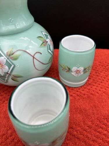 FENTON - B.Fenton GREEN DIAMOND JUBILEE PITCHER/3 GLASSES - Gorgeous!!!!!! - Picture 3 of 12
