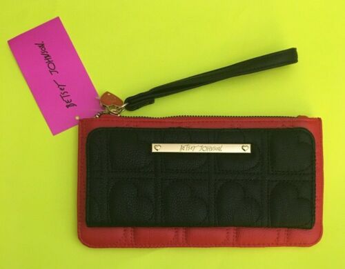 ❤️RAR AUSVERKAUFT - NEU BETSEY JOHNSON ROT GESTEPPT Herzen Geldbörse CLUTCH ARMBAND❤️ - Bild 2 von 8