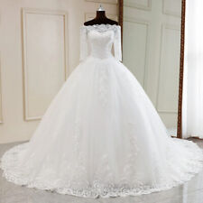 Elegant Off Shoulder Ball Wedding Dresses Half Sleeves Lace Applique Bridal Gown