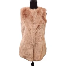 BAGATELLE Faux Fur Vest Small Womens Blush Rose Gold Color with Pockets Ladies
